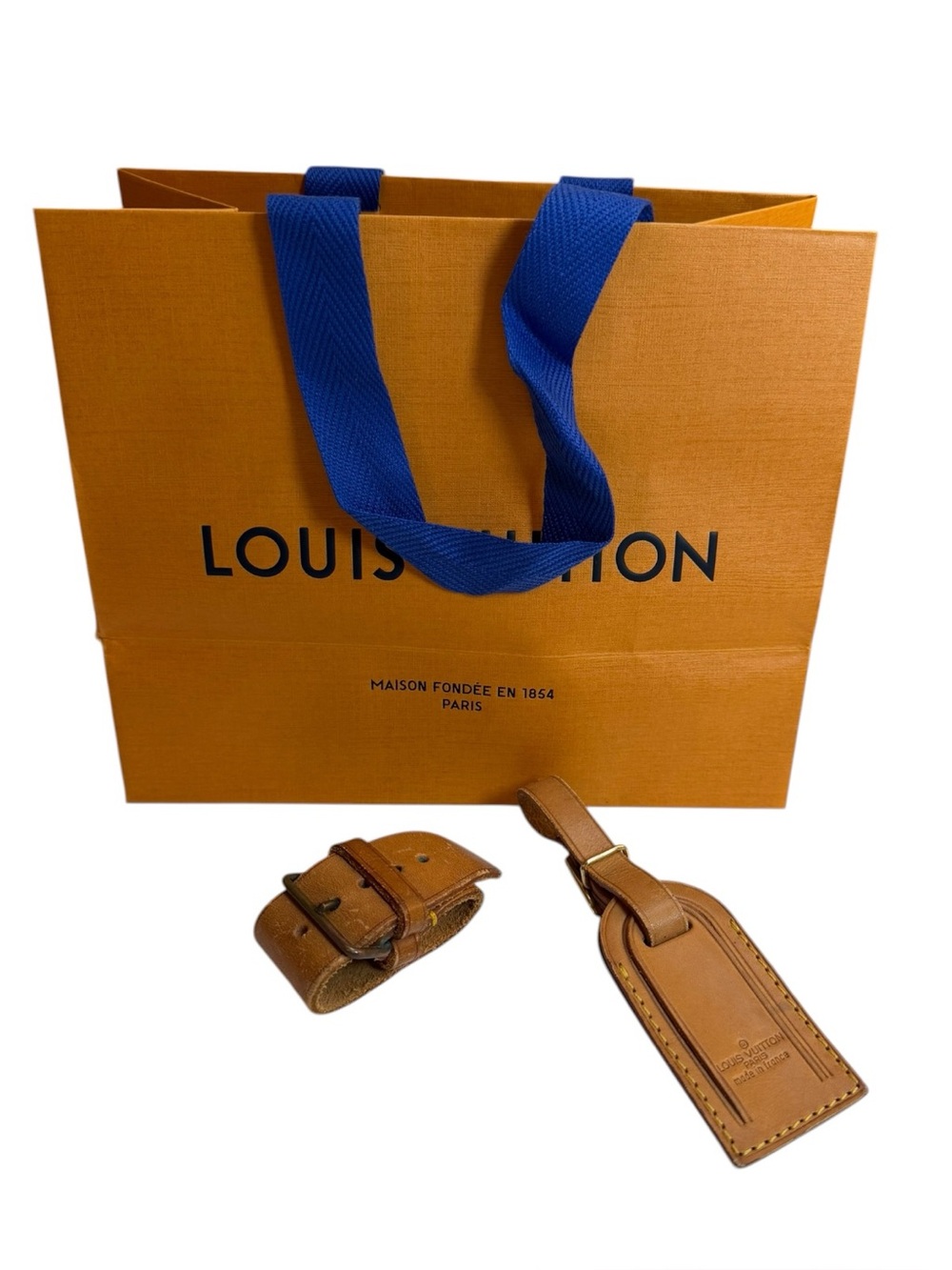 Louis Vuitton Brown Leather Luggage Tag Unisex
